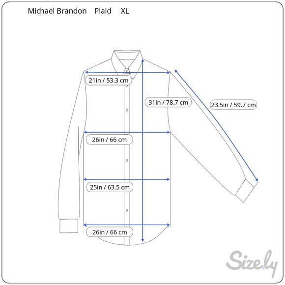 Michael Brandon Mens Blue White Check Plaid Button-Up Long Sleeve Dress Shirt XL - Picture 8 of 9